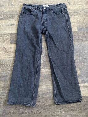 Abercrombie & Fitch Black Low Rise Baggy Wide Leg Jeans Size 30 Short